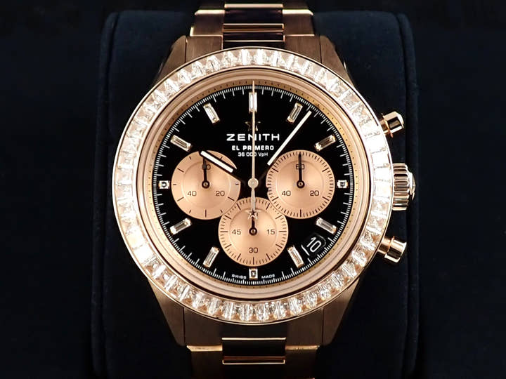 ゼニス クロノマスター スポーツ ヨシダスペシャル Ref.22.3102.3600/21.M3100 18KRG ブラックラッカー文字盤 未使用 7M8U4267