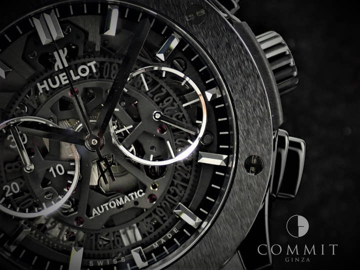 ウブロ クラシック フュージョン アエロ クロノグラフ ブラックマジック Ref.525.CM.0170.RX スケルトン文字盤 美品 Y3ZFSARZ