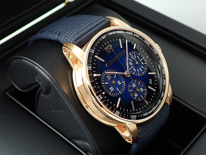 オーデマピゲ CODE 11.59 バイ オーデマ ピゲ クロノグラフ Ref.26393OR.OO.A028CR.01 ピンクゴールド スモークブルーラッカー文字盤