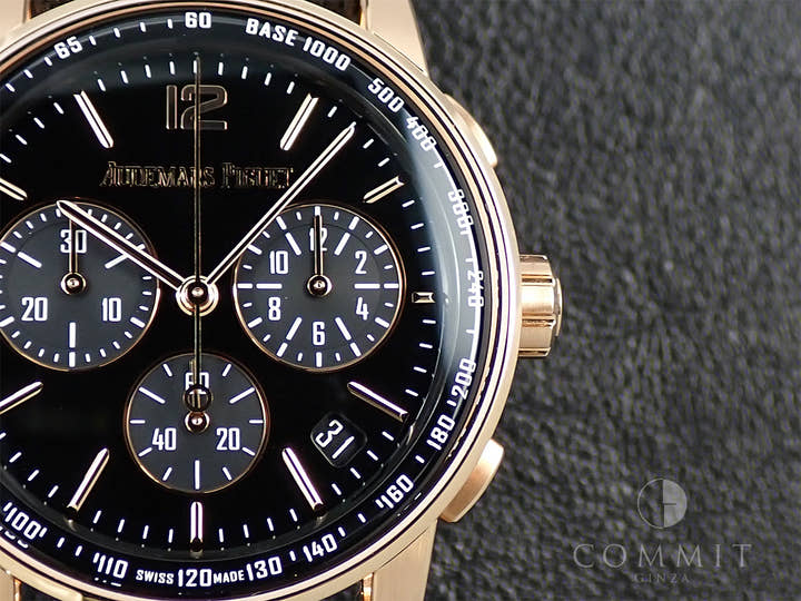 オーデマピゲ CODE 11.59 バイ オーデマ ピゲ クロノグラフ Ref.26393OR.OO.A002KB.01 ピンクゴールド ブラックラッカー文字盤