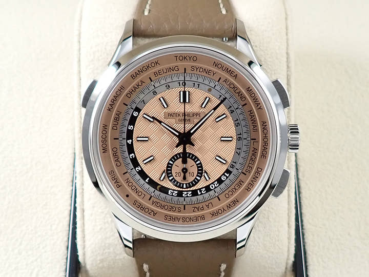 パテックフィリップ コンプリケーション ワールドタイム クロノグラフ Ref.5935A-001 ステンレススチール ローズゴールドメッキ オパーリン文字盤