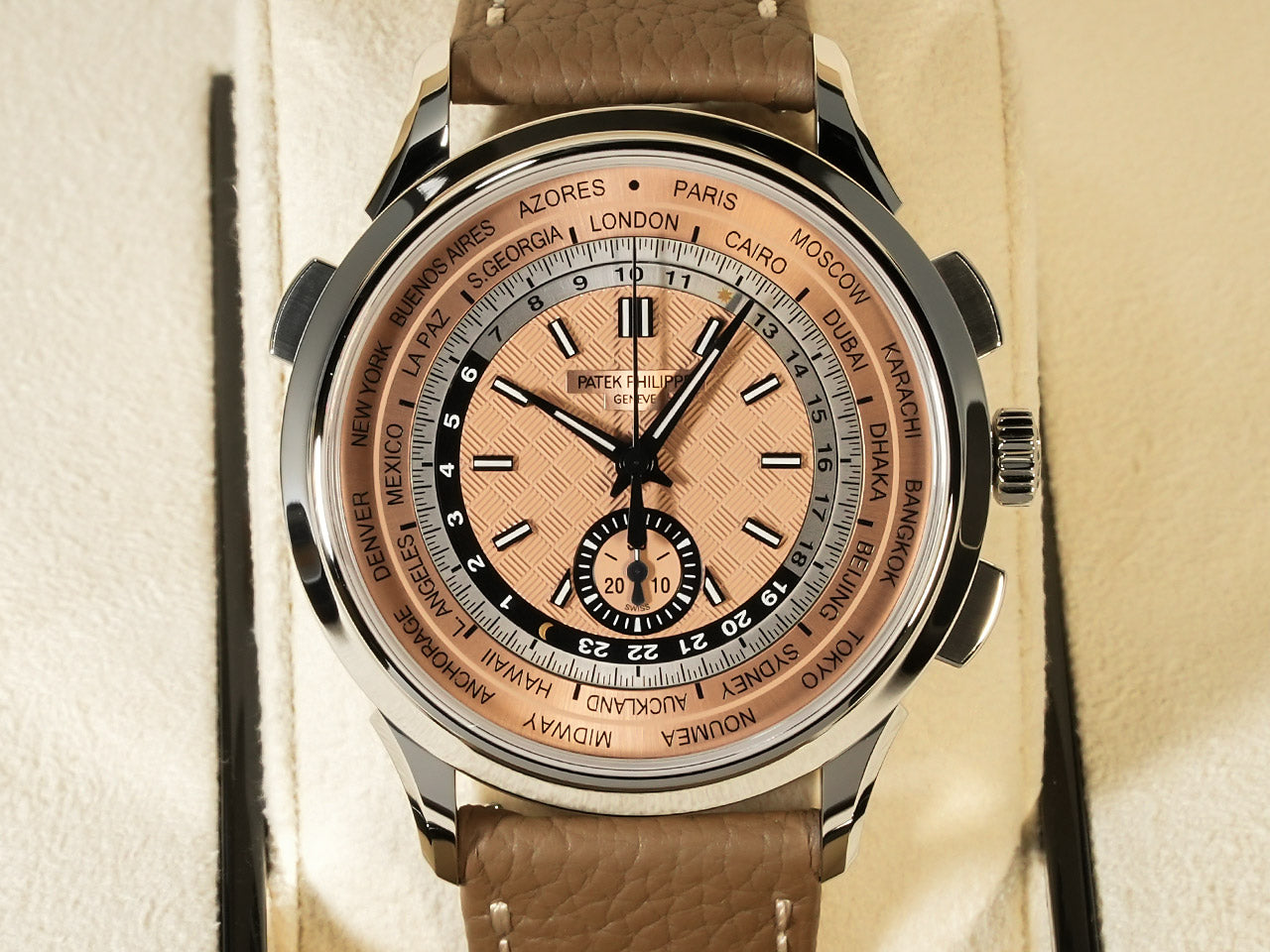 Patek Philippe Complications World Time Chronograph Ref.5935A-001 Stainless Steel Rose Gold Plated Opaline Dial