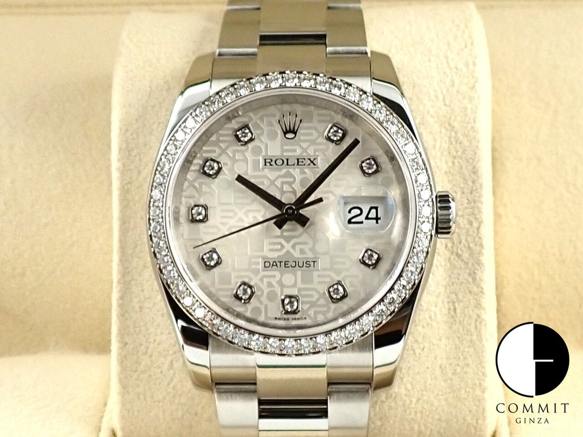 Rolex Datejust 36 Ref. 116244 Stainless Steel/White Gold Silver Computer Dial with 10 Diamond Hour Markers
