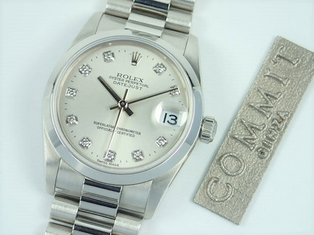 Rolex Datejust Silver 10P Diamond