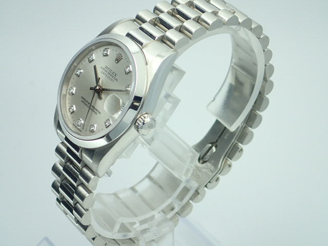 Rolex Datejust Silver 10P Diamond