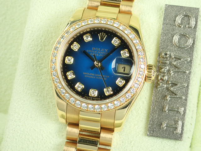 Rolex Datejust Diamond Bezel 10P Blue Gradient Dial Ladies