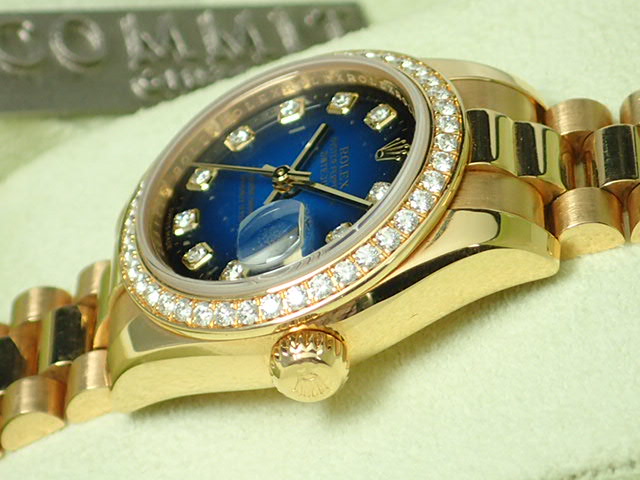 Rolex Datejust Diamond Bezel 10P Blue Gradient Dial Ladies