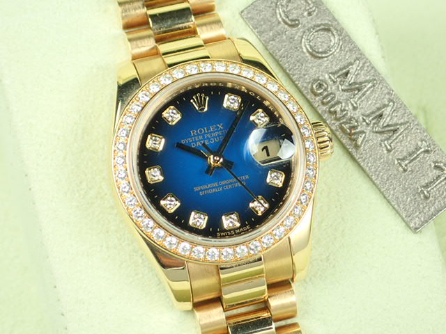 Rolex Datejust Diamond Bezel 10P Blue Gradient Dial Ladies