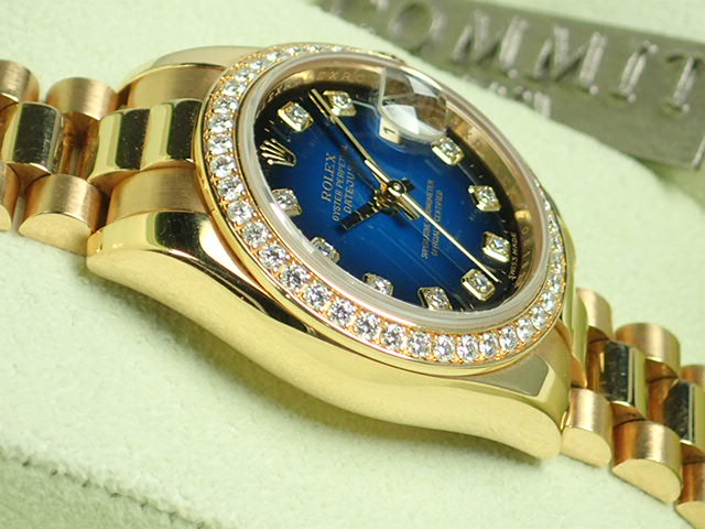 Rolex Datejust Diamond Bezel 10P Blue Gradient Dial Ladies