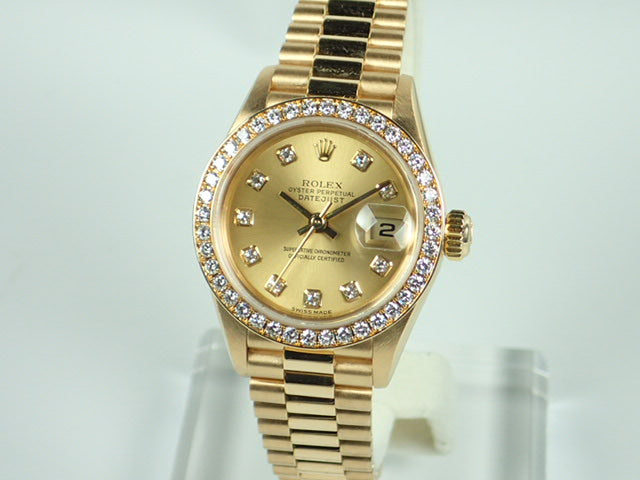 Rolex Datejust Diamond Bezel Champagne 10P Diamond Ladies