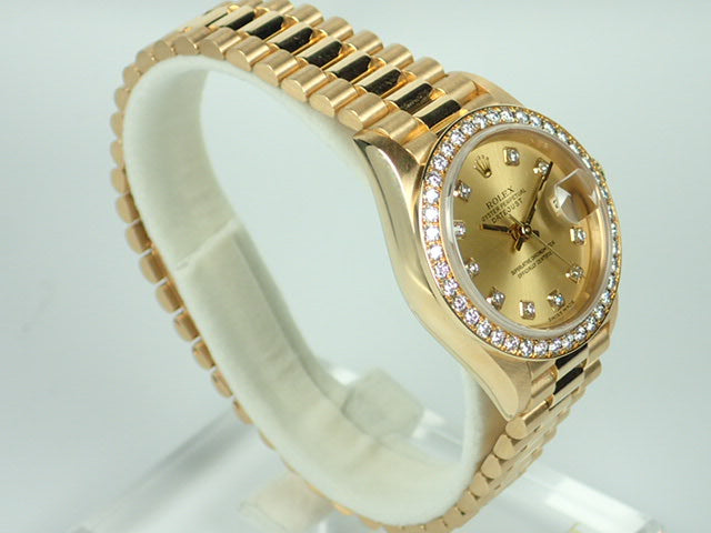 Rolex Datejust Diamond Bezel Champagne 10P Diamond Ladies