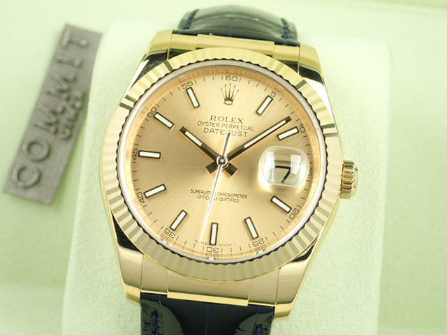 ロレックス デイトジャスト Ref.116138 シャンパン文字盤 中古 datejust-112 革ベルト