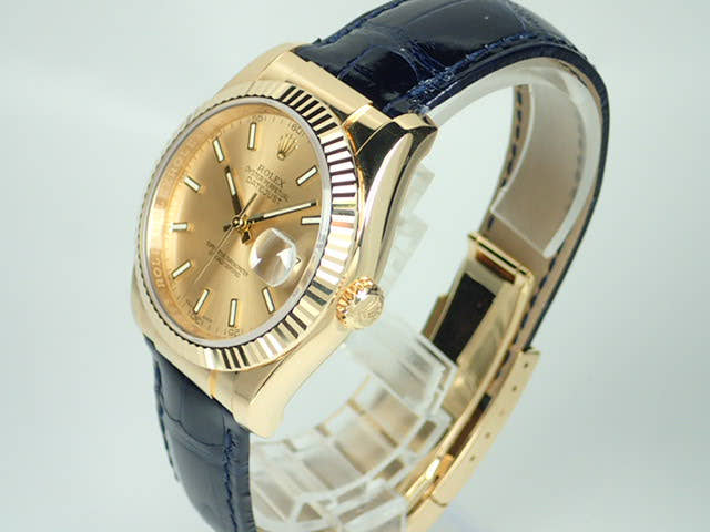 ロレックス デイトジャスト Ref.116138 シャンパン文字盤 中古 datejust-112 革ベルト