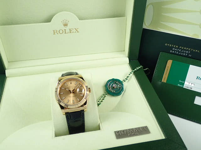 ロレックス デイトジャスト Ref.116138 シャンパン文字盤 中古 datejust-112 革ベルト