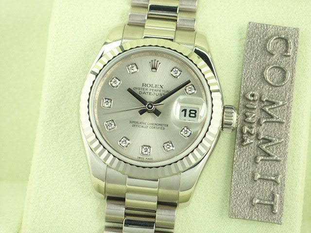 Rolex Datejust Silver 10P Diamond Dial Ladies