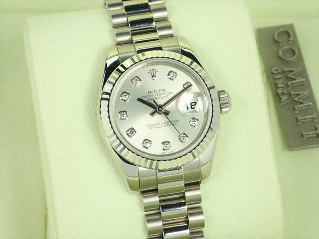 Rolex Datejust Silver 10P Diamond Dial Ladies