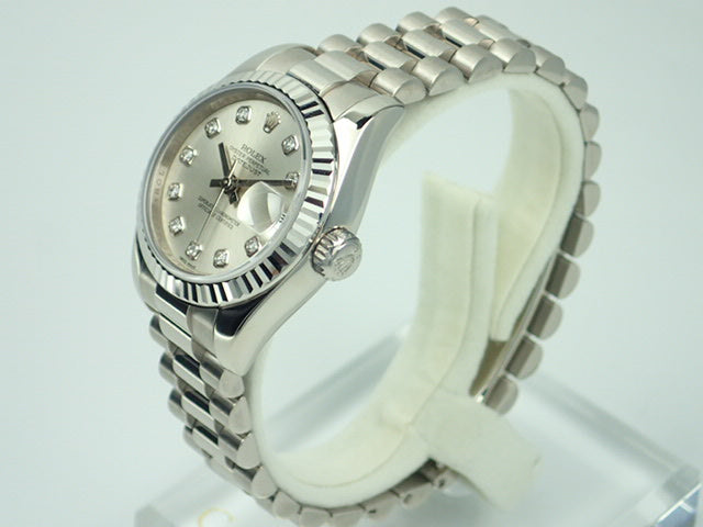 Rolex Datejust Silver 10P Diamond Dial Ladies