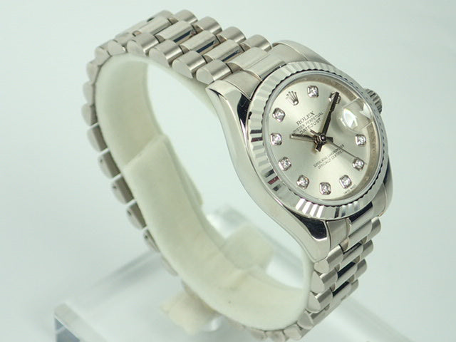 Rolex Datejust Silver 10P Diamond Dial Ladies