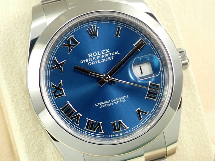 ロレックス デイトジャスト41 Ref.126300 ステンレススチール アズーロブルー文字盤 オイスターブレスレット 中古 7WT90W56