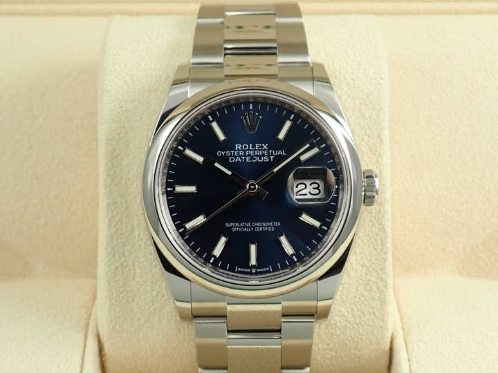 ロレックス デイトジャスト36 Ref.126200 ステンレススチール ブライトブルー文字盤 オイスターブレスレット 中古 X8696252