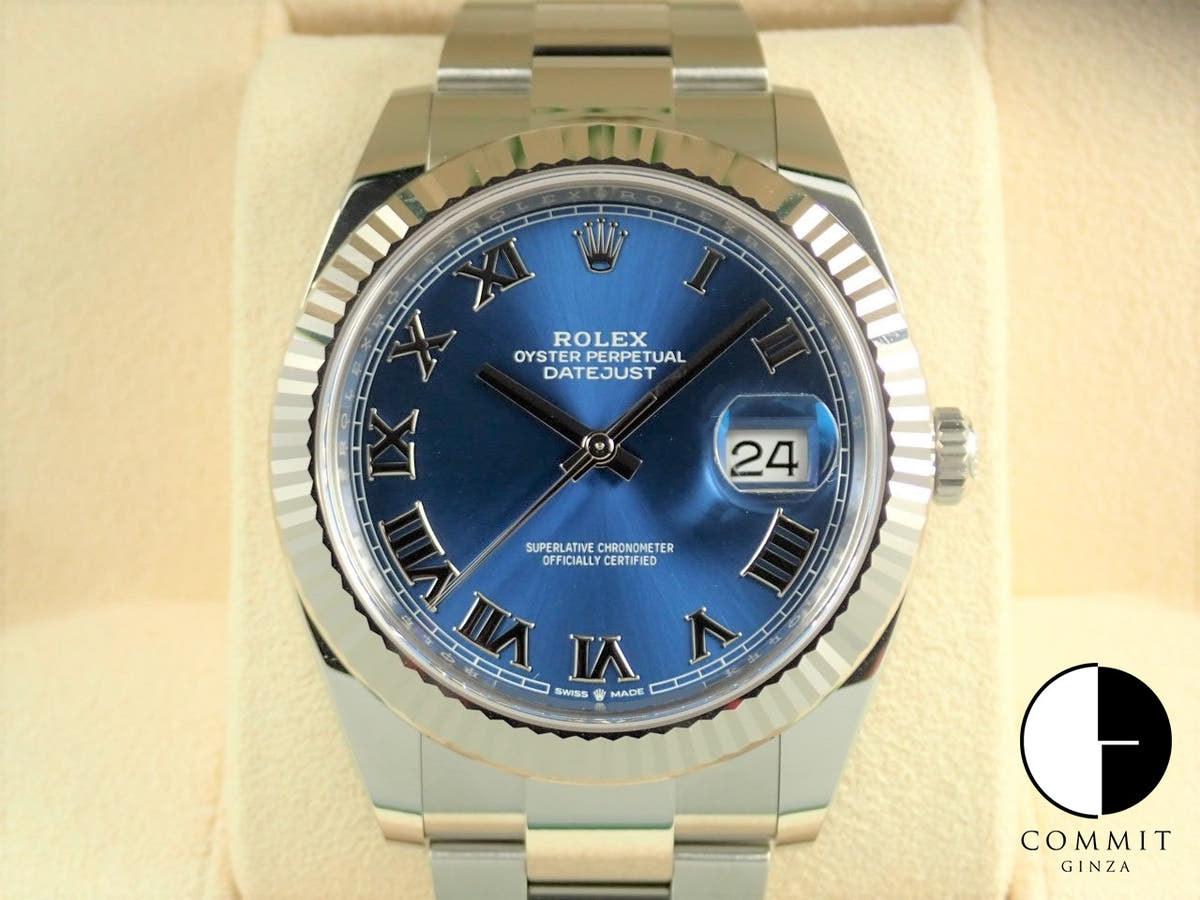 Rolex Datejust 41 Ref. 126334 Stainless Steel/White Gold Azurro Blue Dial Oyster Bracelet Pre-owned WZSY9389