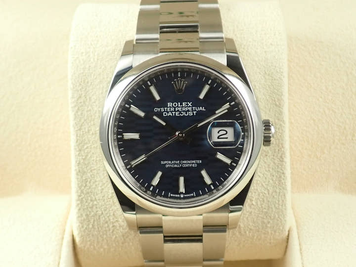 ロレックス デイトジャスト36 Ref.126200 ステンレススチール ブルー フルーテッドモチーフ文字盤 オイスターブレスレット 中古 F9240719