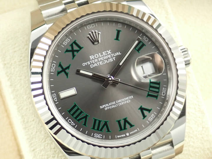 ロレックス デイトジャスト41 Ref.126334 ステンレススチール/ホワイトゴールド スレートローマン文字盤 ジュビリーブレスレット 美品 5AMX9TYJ