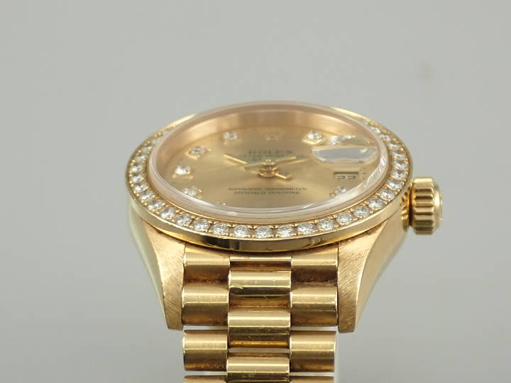 ロレックス デイトジャスト26 Ref.79138G イエローゴールド シャンパンゴールドx10Pダイヤ文字盤 プレジデントブレスレット