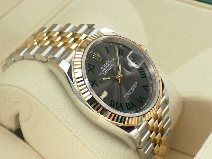 Rolex Datejust 36 Ref. 126233 Stainless Steel/Yellow Gold Slate Roman Dial Jubilee Bracelet Pre-owned 0IJW2VFL