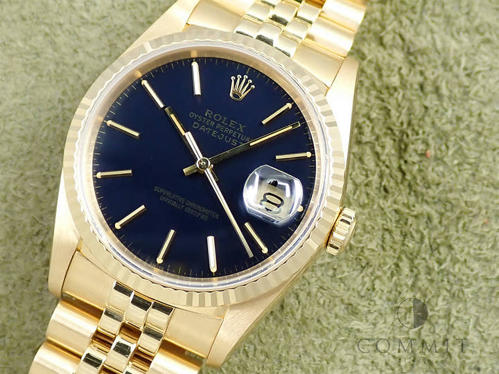 ロレックス デイトジャスト36 Ref.16238 イエローゴールド ネイビー文字盤 ジュビリーブレスレット