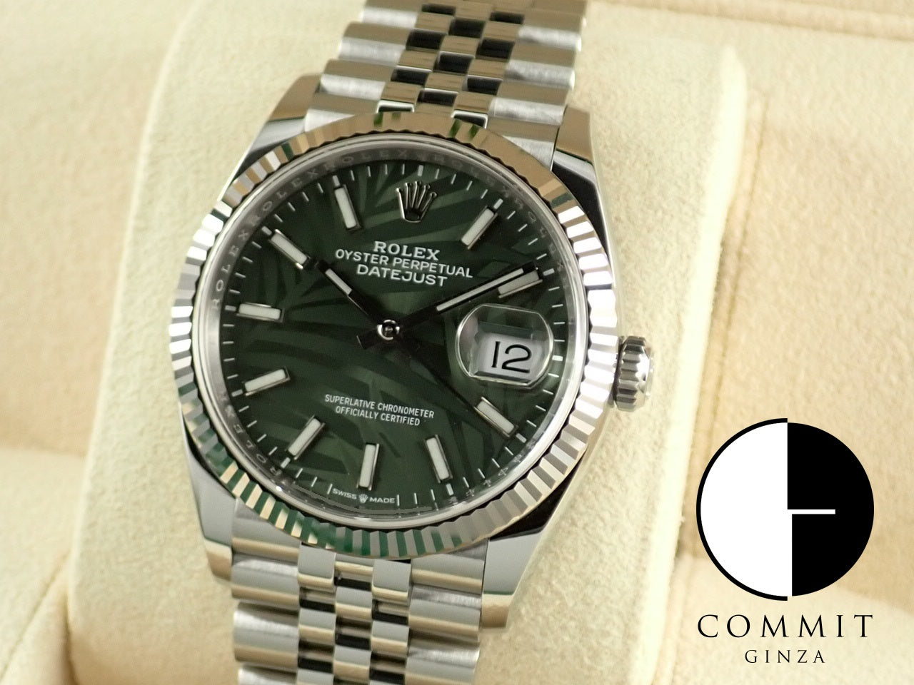 Rolex Datejust 36 Olive Green Palm Motif Dial &lt;New Warranty Card, Box, etc.&gt;