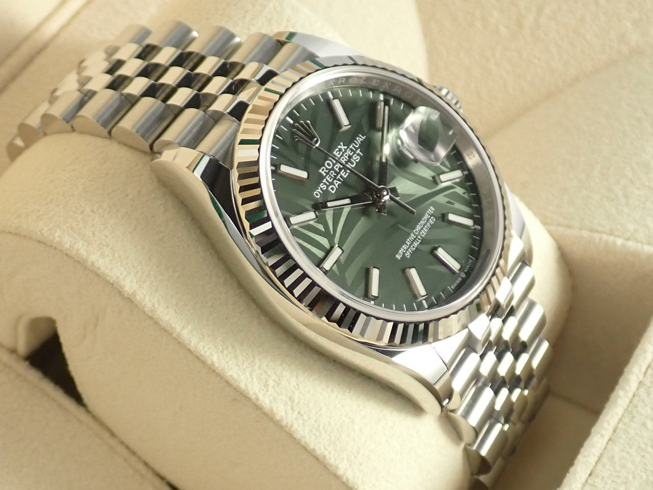 Rolex Datejust 36 Olive Green Palm Motif Dial &lt;New Warranty Card, Box, etc.&gt;