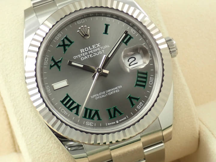 ロレックス デイトジャスト41 Ref.126334 ステンレススチール/ホワイトゴールド スレートローマン文字盤 オイスターブレスレット