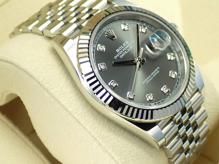 ロレックス デイトジャスト41 Ref.126334 ステンレススチール/ホワイトゴールド スレートx10Pダイヤ文字盤 ジュビリーブレスレット