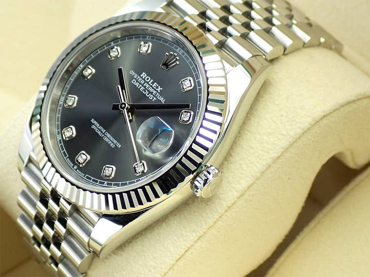 ロレックス デイトジャスト41 Ref.126334 ステンレススチール/ホワイトゴールド スレートx10Pダイヤ文字盤 ジュビリーブレスレット