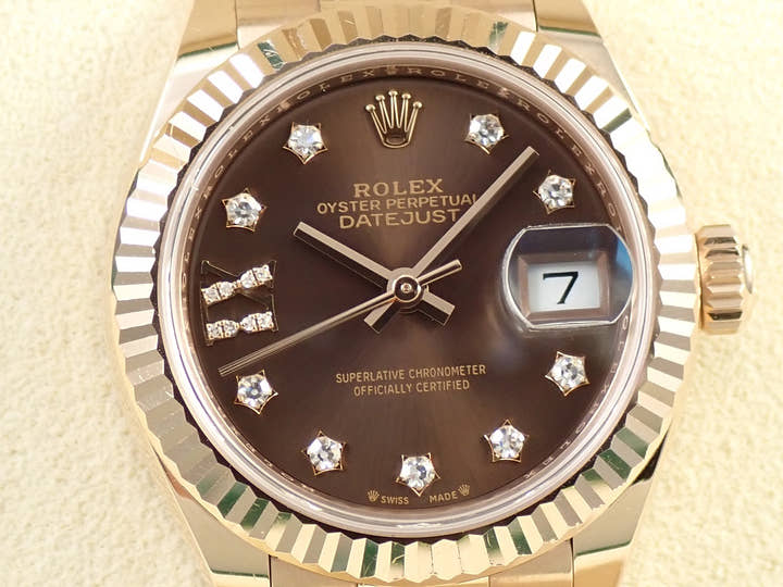 ロレックス デイトジャスト28 Ref.279175G エバーローズゴールド ダイヤモンド入りチョコレート文字盤 ジュビリーブレスレット
