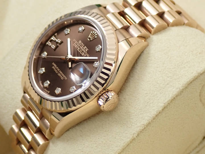 ロレックス デイトジャスト28 Ref.279175G エバーローズゴールド ダイヤモンド入りチョコレート文字盤 ジュビリーブレスレット