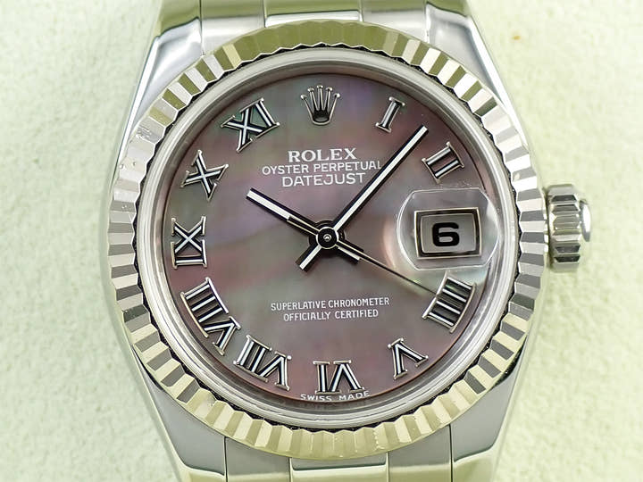 ロレックス デイトジャスト Ref.179174 ステンレススチール/ホワイトゴールド ブラックシェル文字盤 中古 1Y1UA816