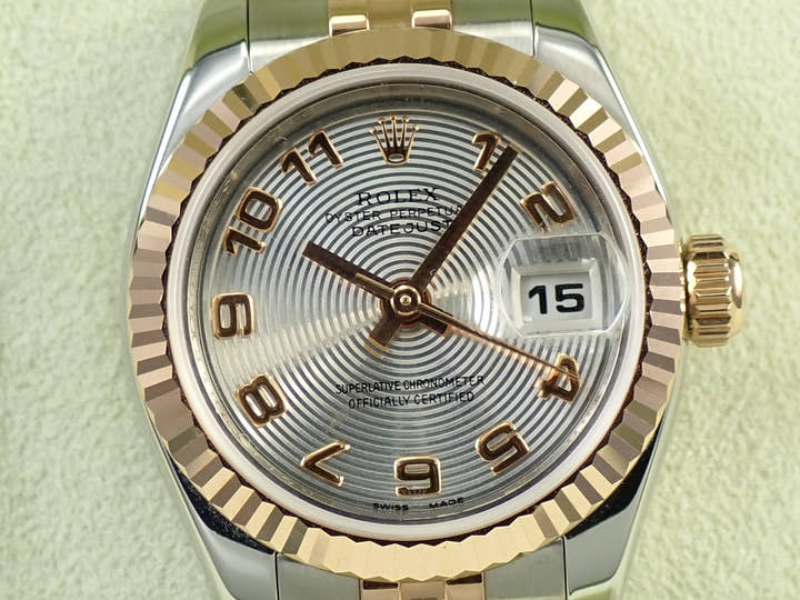 Rolex Datejust 28 Ref. 179171 Stainless Steel/Pink Gold Silver Concentric Dial Jubilee Bracelet