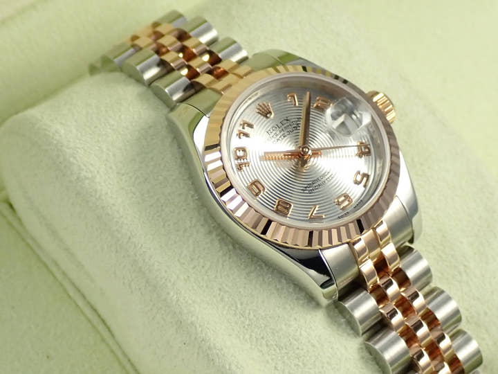 Rolex Datejust 28 Ref. 179171 Stainless Steel/Pink Gold Silver Concentric Dial Jubilee Bracelet