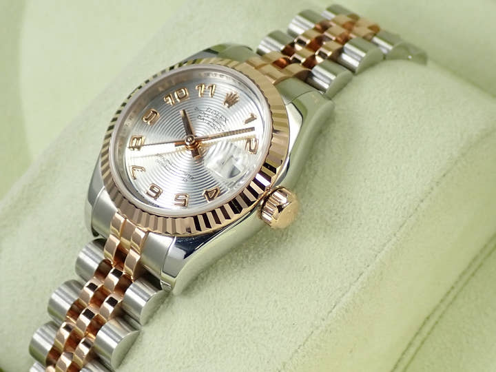 Rolex Datejust 28 Ref. 179171 Stainless Steel/Pink Gold Silver Concentric Dial Jubilee Bracelet