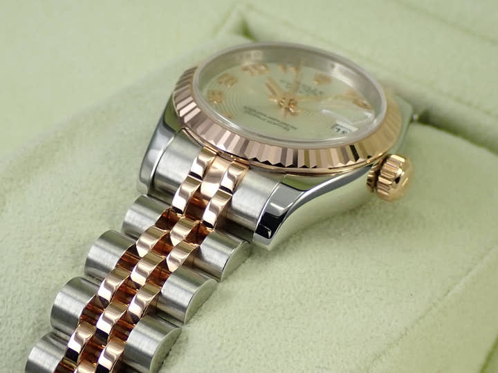 Rolex Datejust 28 Ref. 179171 Stainless Steel/Pink Gold Silver Concentric Dial Jubilee Bracelet