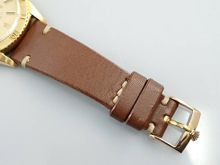 Rolex Datejust Ref. 1625/8 Yellow Gold Champagne Mosaic Dial Leather Strap