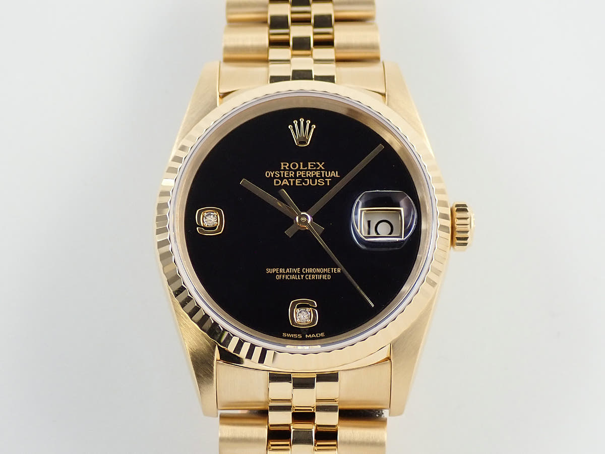 ロレックス デイトジャスト Ref.16238G オニキス×2Pダイヤ文字盤 美品 85RLKUAA