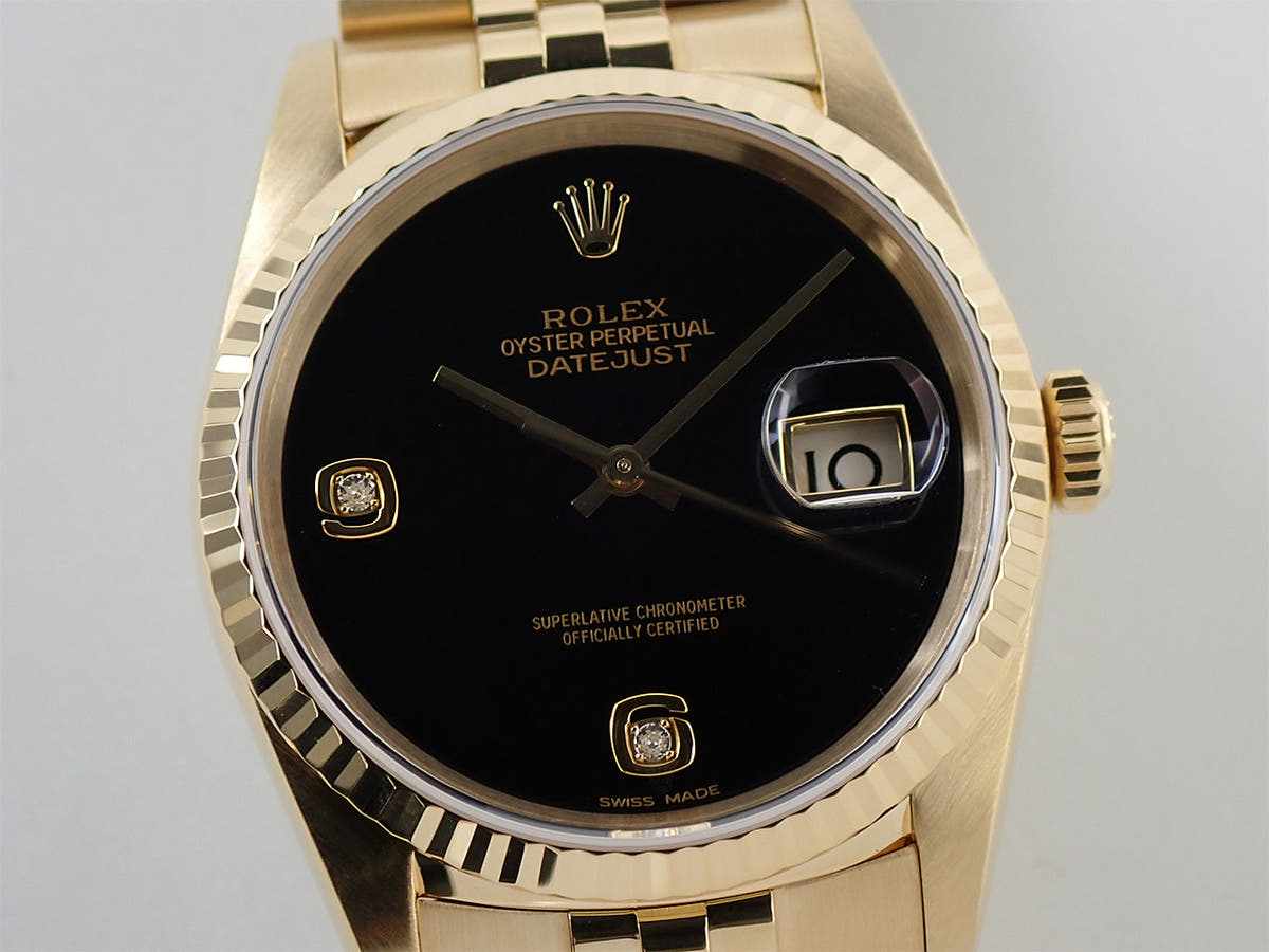 ロレックス デイトジャスト Ref.16238G オニキス×2Pダイヤ文字盤 美品 85RLKUAA