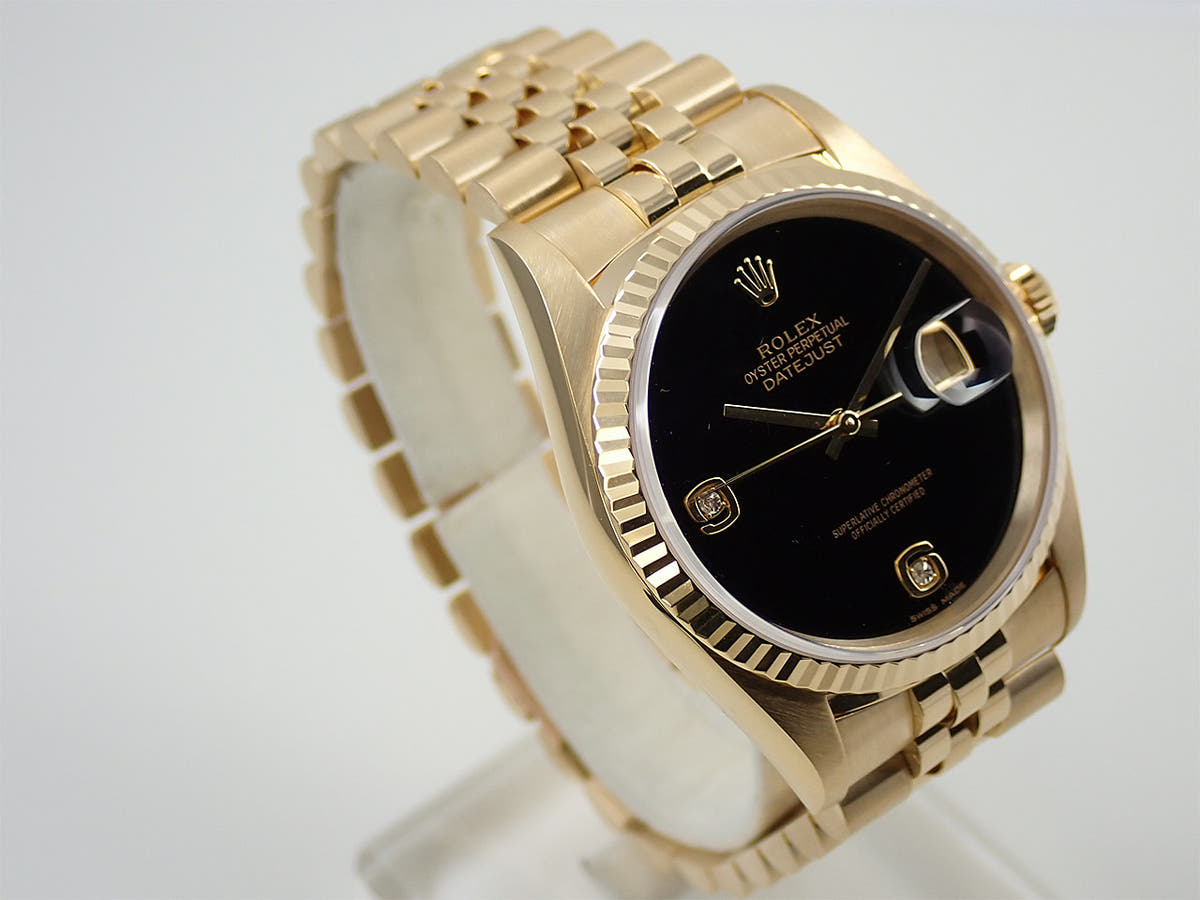 ロレックス デイトジャスト Ref.16238G オニキス×2Pダイヤ文字盤 美品 85RLKUAA