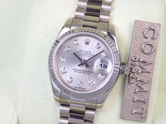 Rolex Datejust Silver 10P Diamond Dial Ladies Ref.179179G