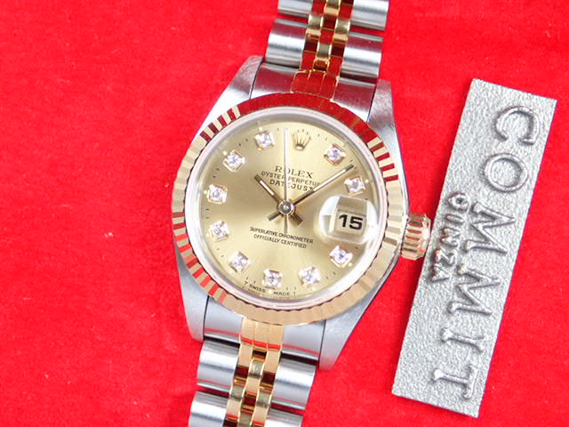 Rolex Datejust Champagne 10P Diamond Dial Ladies Ref.69173G