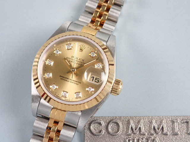 Rolex Datejust Champagne 10P Diamond Dial Ladies Ref.69173G