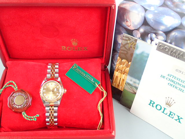 Rolex Datejust Champagne 10P Diamond Dial Ladies Ref.69173G